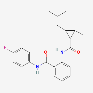 molecular formula C23H25FN2O2 B4304609 2-({[2,2-dimethyl-3-(2-methylprop-1-en-1-yl)cyclopropyl]carbonyl}amino)-N-(4-fluorophenyl)benzamide 
