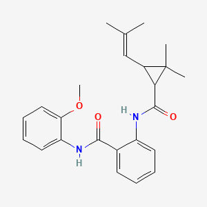 molecular formula C24H28N2O3 B4304617 2-({[2,2-dimethyl-3-(2-methylprop-1-en-1-yl)cyclopropyl]carbonyl}amino)-N-(2-methoxyphenyl)benzamide 