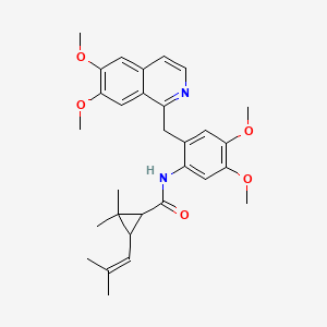 molecular formula C30H36N2O5 B4304629 N-{2-[(6,7-dimethoxyisoquinolin-1-yl)methyl]-4,5-dimethoxyphenyl}-2,2-dimethyl-3-(2-methylprop-1-en-1-yl)cyclopropanecarboxamide 