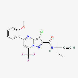 molecular formula C21H18ClF3N4O2 B4304650 3-chloro-N-(1-ethyl-1-methylprop-2-yn-1-yl)-5-(2-methoxyphenyl)-7-(trifluoromethyl)pyrazolo[1,5-a]pyrimidine-2-carboxamide 
