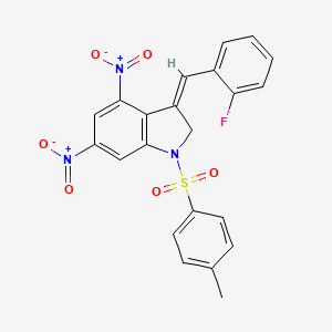 molecular formula C22H16FN3O6S B4304673 3-(2-fluorobenzylidene)-1-[(4-methylphenyl)sulfonyl]-4,6-dinitroindoline 