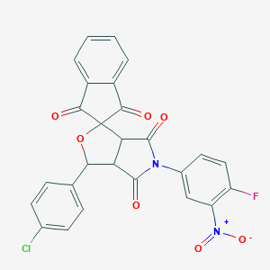 molecular formula C26H14ClFN2O7 B430468 3-(4-chlorophenyl)-5-(4-fluoro-3-nitrophenyl)-3a,6a-dihydrospiro[furo[3,4-c]pyrrole-1,2'-indene]-1',3',4,6(3H,5H)-tetrone 