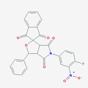 molecular formula C26H15FN2O7 B430470 5-(4-fluoro-3-nitrophenyl)-1-phenylspiro[3a,6a-dihydro-1H-furo[3,4-c]pyrrole-3,2'-indene]-1',3',4,6-tetrone CAS No. 473445-46-4