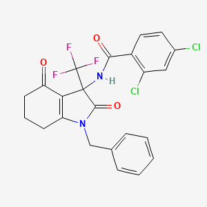 molecular formula C23H17Cl2F3N2O3 B4304709 N-[1-benzyl-2,4-dioxo-3-(trifluoromethyl)-2,3,4,5,6,7-hexahydro-1H-indol-3-yl]-2,4-dichlorobenzamide 