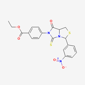 molecular formula C20H17N3O5S2 B4304717 ethyl 4-[3-(3-nitrophenyl)-7-oxo-5-thioxodihydro-1H-imidazo[1,5-c][1,3]thiazol-6(5H)-yl]benzoate 