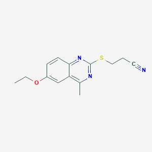 molecular formula C14H15N3OS B430473 3-((6-Ethoxy-4-methylquinazolin-2-yl)sulfanyl)propanenitrile CAS No. 355824-37-2