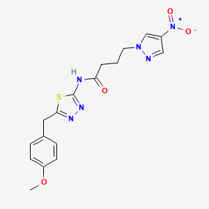 molecular formula C17H18N6O4S B4304735 N-[5-(4-methoxybenzyl)-1,3,4-thiadiazol-2-yl]-4-(4-nitro-1H-pyrazol-1-yl)butanamide 