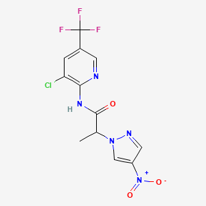 molecular formula C12H9ClF3N5O3 B4304743 N-[3-chloro-5-(trifluoromethyl)pyridin-2-yl]-2-(4-nitro-1H-pyrazol-1-yl)propanamide 