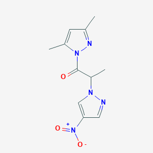 molecular formula C11H13N5O3 B4304746 3,5-dimethyl-1-[2-(4-nitro-1H-pyrazol-1-yl)propanoyl]-1H-pyrazole 