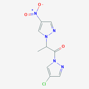 molecular formula C9H8ClN5O3 B4304754 4-chloro-1-[2-(4-nitro-1H-pyrazol-1-yl)propanoyl]-1H-pyrazole 