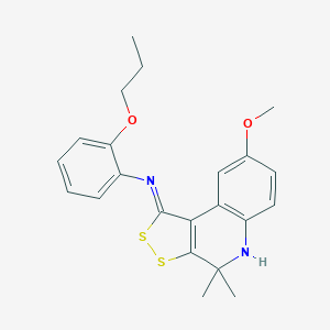molecular formula C22H24N2O2S2 B430476 8-methoxy-4,4-dimethyl-N-(2-propoxyphenyl)-5H-dithiolo[3,4-c]quinolin-1-imine CAS No. 352659-26-8