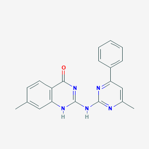 molecular formula C20H17N5O B430477 7-methyl-2-[(4-methyl-6-phenyl-2-pyrimidinyl)amino]-1H-quinazolin-4-one CAS No. 352659-31-5