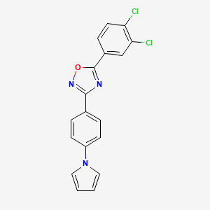 molecular formula C18H11Cl2N3O B4304780 5-(3,4-dichlorophenyl)-3-[4-(1H-pyrrol-1-yl)phenyl]-1,2,4-oxadiazole 