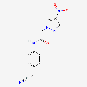 molecular formula C13H11N5O3 B4304810 N-[4-(cyanomethyl)phenyl]-2-(4-nitro-1H-pyrazol-1-yl)acetamide 