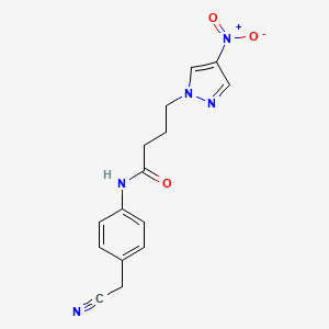 molecular formula C15H15N5O3 B4304811 N-[4-(cyanomethyl)phenyl]-4-(4-nitro-1H-pyrazol-1-yl)butanamide 