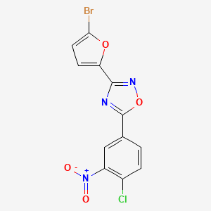 molecular formula C12H5BrClN3O4 B4304823 3-(5-bromo-2-furyl)-5-(4-chloro-3-nitrophenyl)-1,2,4-oxadiazole 