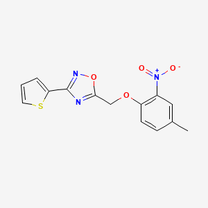molecular formula C14H11N3O4S B4304839 5-[(4-methyl-2-nitrophenoxy)methyl]-3-(2-thienyl)-1,2,4-oxadiazole 