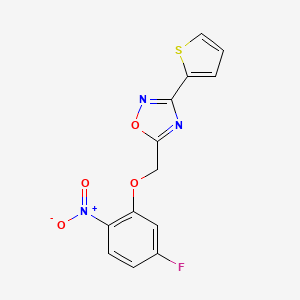 molecular formula C13H8FN3O4S B4304852 5-[(5-fluoro-2-nitrophenoxy)methyl]-3-(2-thienyl)-1,2,4-oxadiazole 