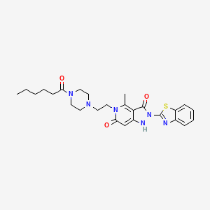 molecular formula C26H32N6O3S B4304869 2-(1,3-benzothiazol-2-yl)-5-[2-(4-hexanoylpiperazin-1-yl)ethyl]-4-methyl-1H-pyrazolo[4,3-c]pyridine-3,6(2H,5H)-dione 