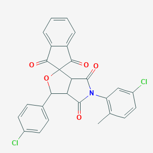 molecular formula C27H17Cl2NO5 B430487 5-(5-chloro-2-methylphenyl)-3-(4-chlorophenyl)-3a,6a-dihydrospiro[furo[3,4-c]pyrrole-1,2'-indene]-1',3',4,6(3H,5H)-tetrone 