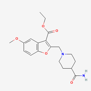 molecular formula C19H24N2O5 B4304878 ethyl 2-{[4-(aminocarbonyl)piperidin-1-yl]methyl}-5-methoxy-1-benzofuran-3-carboxylate 