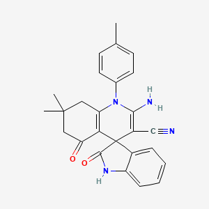 2'-amino-7',7'-dimethyl-1'-(4-methylphenyl)-2,5'-dioxo-1,2,5',6',7',8'-hexahydro-1'H-spiro[indole-3,4'-quinoline]-3'-carbonitrile