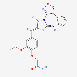 molecular formula C20H18N6O5S B4304888 2-[2-ethoxy-4-({2-imino-4-oxo-3-[4-(1H-pyrrol-1-yl)-1,2,5-oxadiazol-3-yl]-1,3-thiazolidin-5-ylidene}methyl)phenoxy]acetamide 