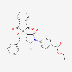 ethyl 4-(1',3',4,6-tetraoxo-3-phenyl-1',3',3a,4,6,6a-hexahydrospiro[furo[3,4-c]pyrrole-1,2'-inden]-5(3H)-yl)benzoate