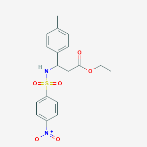 molecular formula C18H20N2O6S B4304948 ethyl 3-(4-methylphenyl)-3-{[(4-nitrophenyl)sulfonyl]amino}propanoate 
