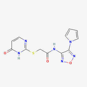 molecular formula C12H10N6O3S B4304957 2-[(4-hydroxypyrimidin-2-yl)thio]-N-[4-(1H-pyrrol-1-yl)-1,2,5-oxadiazol-3-yl]acetamide 