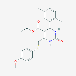 molecular formula C23H26N2O4S B4304965 ethyl 4-(2,5-dimethylphenyl)-6-{[(4-methoxyphenyl)thio]methyl}-2-oxo-1,2,3,4-tetrahydropyrimidine-5-carboxylate 