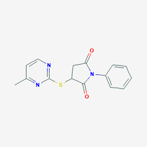 molecular formula C15H13N3O2S B430497 3-[(4-Methyl-2-pyrimidinyl)sulfanyl]-1-phenyl-2,5-pyrrolidinedione CAS No. 330833-65-3