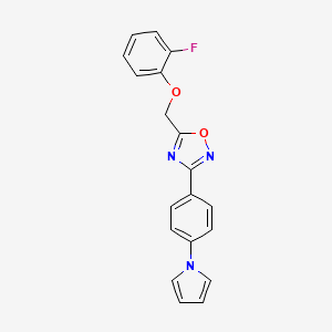 molecular formula C19H14FN3O2 B4304987 5-[(2-fluorophenoxy)methyl]-3-[4-(1H-pyrrol-1-yl)phenyl]-1,2,4-oxadiazole 