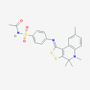 molecular formula C22H23N3O3S3 B430500 N-[4-[(4,4,5,8-tetramethyldithiolo[3,4-c]quinolin-1-ylidene)amino]phenyl]sulfonylacetamide CAS No. 355824-76-9