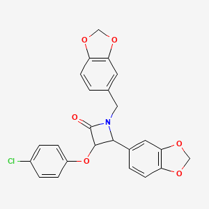4-(1,3-benzodioxol-5-yl)-1-(1,3-benzodioxol-5-ylmethyl)-3-(4-chlorophenoxy)azetidin-2-one