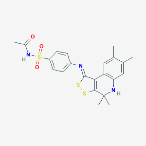 molecular formula C22H23N3O3S3 B430504 N-[4-[(4,4,7,8-tetramethyl-5H-dithiolo[3,4-c]quinolin-1-ylidene)amino]phenyl]sulfonylacetamide CAS No. 1164513-02-3