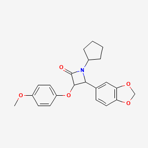 molecular formula C22H23NO5 B4305048 4-(1,3-benzodioxol-5-yl)-1-cyclopentyl-3-(4-methoxyphenoxy)azetidin-2-one 