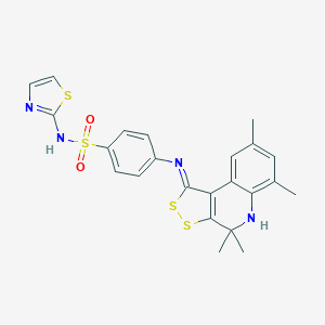 molecular formula C23H22N4O2S4 B430505 4-[(4,4,6,8-tetramethyl-5H-dithiolo[3,4-c]quinolin-1-ylidene)amino]-N-(1,3-thiazol-2-yl)benzenesulfonamide CAS No. 373611-00-8