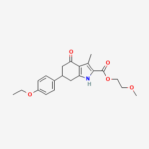 molecular formula C21H25NO5 B4305056 2-methoxyethyl 6-(4-ethoxyphenyl)-3-methyl-4-oxo-4,5,6,7-tetrahydro-1H-indole-2-carboxylate 