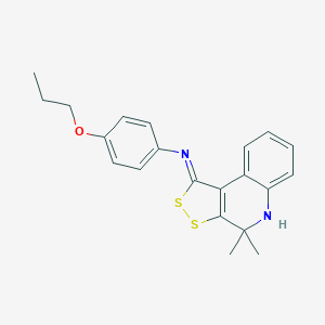 molecular formula C21H22N2OS2 B430506 N-[(1Z)-4,4-dimethyl-4,5-dihydro-1H-[1,2]dithiolo[3,4-c]quinolin-1-ylidene]-4-propoxyaniline CAS No. 352659-54-2