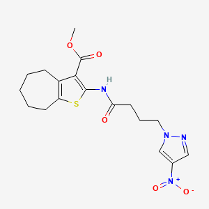 molecular formula C18H22N4O5S B4305078 methyl 2-{[4-(4-nitro-1H-pyrazol-1-yl)butanoyl]amino}-5,6,7,8-tetrahydro-4H-cyclohepta[b]thiophene-3-carboxylate 
