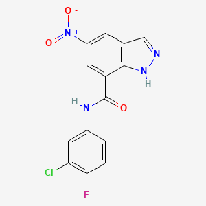 molecular formula C14H8ClFN4O3 B4305096 N-(3-chloro-4-fluorophenyl)-5-nitro-1H-indazole-7-carboxamide 