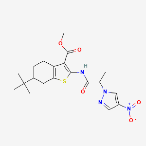 molecular formula C20H26N4O5S B4305122 methyl 6-tert-butyl-2-{[2-(4-nitro-1H-pyrazol-1-yl)propanoyl]amino}-4,5,6,7-tetrahydro-1-benzothiophene-3-carboxylate 