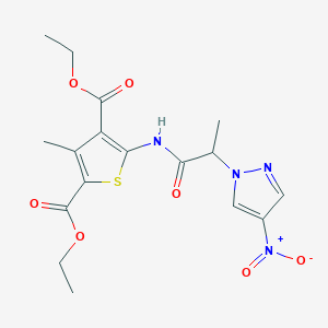 diethyl 3-methyl-5-{[2-(4-nitro-1H-pyrazol-1-yl)propanoyl]amino}thiophene-2,4-dicarboxylate