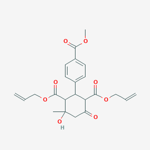 molecular formula C23H26O8 B4305141 diallyl 4-hydroxy-2-[4-(methoxycarbonyl)phenyl]-4-methyl-6-oxocyclohexane-1,3-dicarboxylate 
