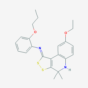 molecular formula C23H26N2O2S2 B430516 8-ethoxy-4,4-dimethyl-N-(2-propoxyphenyl)-5H-dithiolo[3,4-c]quinolin-1-imine CAS No. 352659-58-6