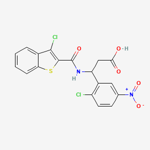 molecular formula C18H12Cl2N2O5S B4305170 3-{[(3-chloro-1-benzothien-2-yl)carbonyl]amino}-3-(2-chloro-5-nitrophenyl)propanoic acid 
