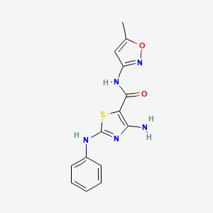 molecular formula C14H13N5O2S B4305197 4-amino-2-anilino-N-(5-methylisoxazol-3-yl)-1,3-thiazole-5-carboxamide 