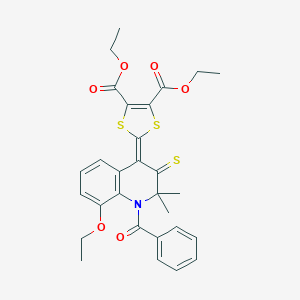 molecular formula C29H29NO6S3 B430522 diethyl 2-[8-ethoxy-2,2-dimethyl-1-(phenylcarbonyl)-3-thioxo-2,3-dihydroquinolin-4(1H)-ylidene]-1,3-dithiole-4,5-dicarboxylate 