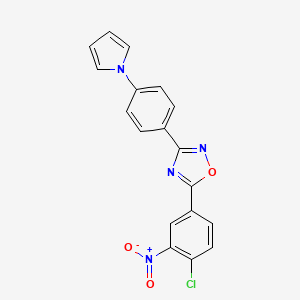molecular formula C18H11ClN4O3 B4305232 5-(4-chloro-3-nitrophenyl)-3-[4-(1H-pyrrol-1-yl)phenyl]-1,2,4-oxadiazole 